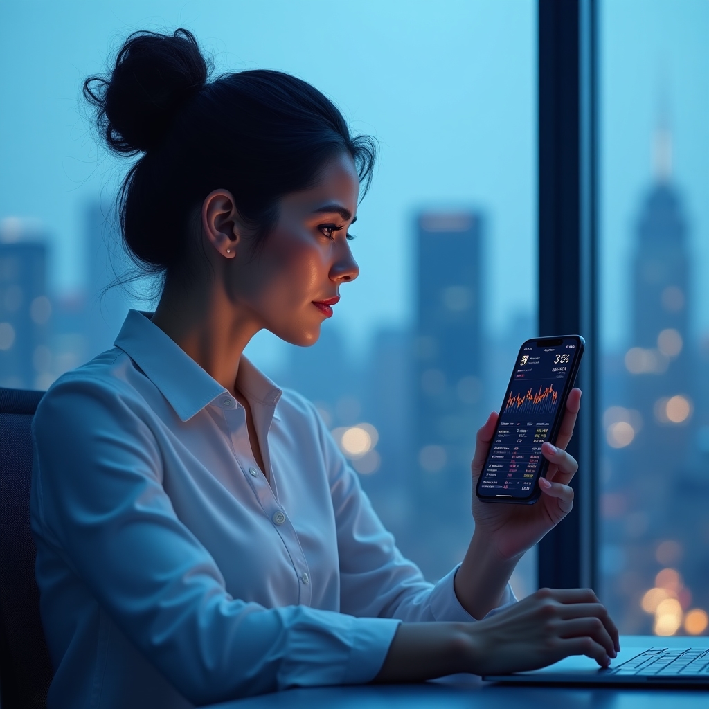 Investment app portfolio screen showing financial instruments on a smartphone